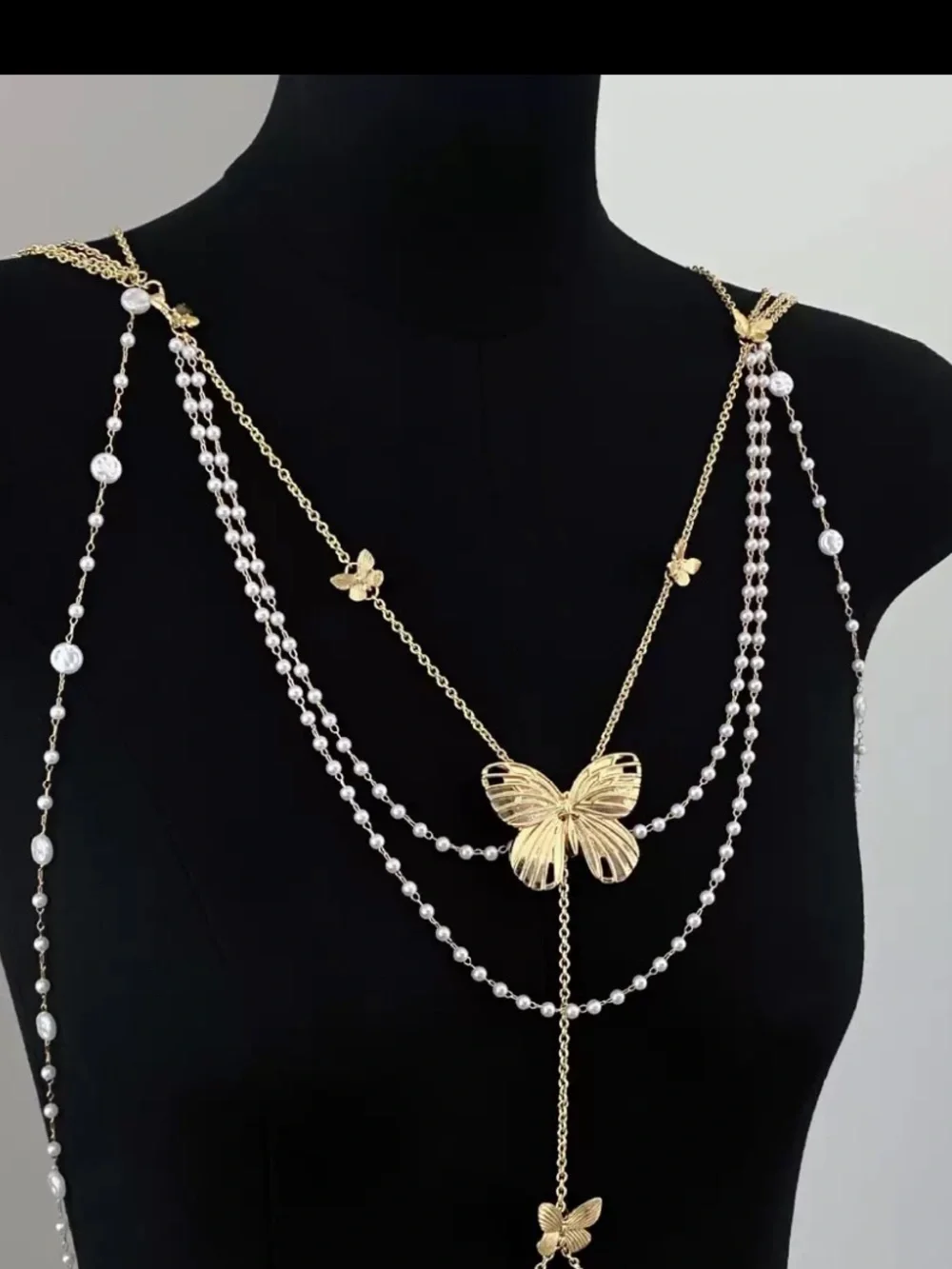 Anthropology Gold & Silver Butterfly Body Chain